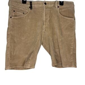 PULLIN Corduroy Shorts Men's Size Large 36" Waist 11" Inseam Khaki 5-Pocket